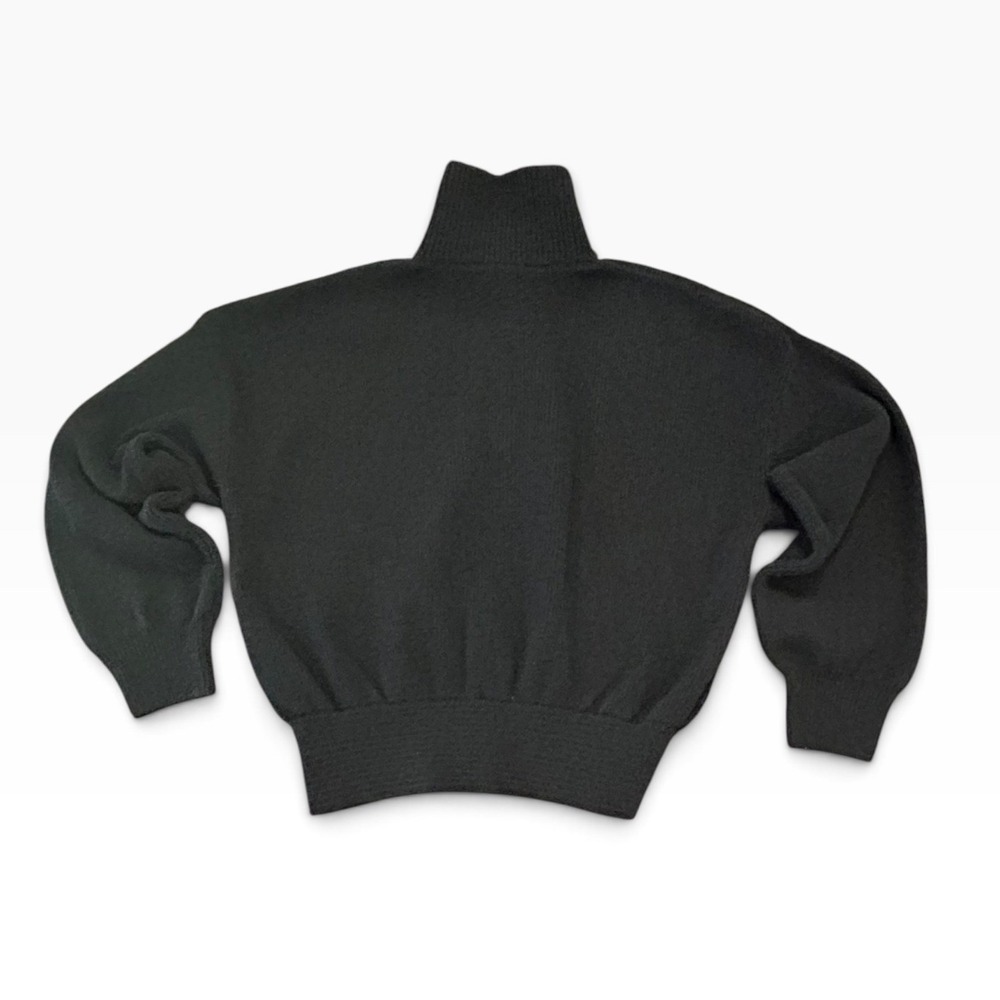 Zara Black Ribbed Quarter Zip Cropped Knit Sweater Size L Quiet Luxury - Picture 5 of 6